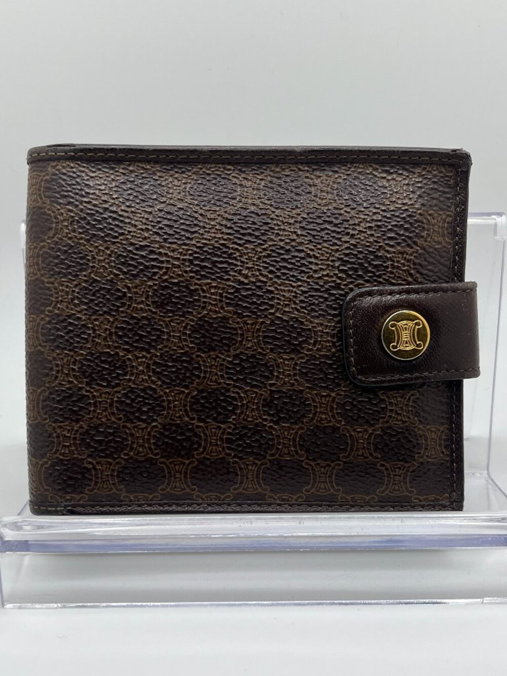 Celine Brown Macadam & Brown Leather Trim Bifold Wallet